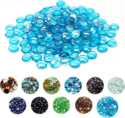 Skyflame 10-Pound Fire Glass Beads for Fire Pit Fireplace, 1/2-Inch Size Caribbean Blue Luster Decorative Blended Fireglass Drops for Landscaping