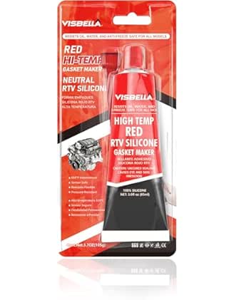 Red Gasket Maker High Temperature Sensor Safe Neutral RTV Silicone Sealant Non-Corrosive for Bonding Internal Combustion Engines, Steam Turbines, Automotive Engine Parts 3.7OZ