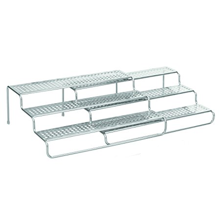 InterDesign Classico Expandable Kitchen Spice Rack for Kitchen Pantry, Cabinet, Countertops - 3-Tier, Silver