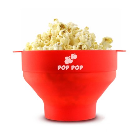 Easiest 2 Minute Microwave Popcorn Popper- Improved Collapsible Bowl with Cool Touch Handles- Healthy, Fast Popcorn Maker- FDA Approved Silicone- Cool Present Idea - Father's Day Gift for Him
