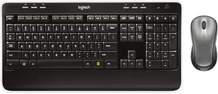 Logitech MK520 Wireless Keyboard and Wireless Mouse Combo — Full Size Keyboard and Mouse Long Battery Life Secure 2.4GHz Connectivity Black