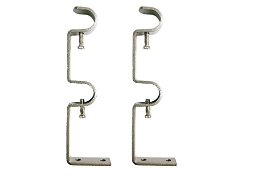 Urbanest Double Curtain Rod Bracket, 1/2-inch to 5/8-inch Diameter Rods, 2 pieces, Pewter