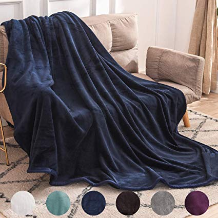 LIANLAM Fleece Blanket Lightweight Super Soft and Warm Fuzzy Plush Cozy Luxury Bed Blankets Microfiber (Royal Blue, King(104"x90"))