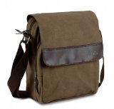 Goodampgod Mens Small Vintage Khaki Canvas Messenger Bag Ipad Shoulder Bag