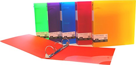 Filexec 3 Ring Binder, 2 Inch Capacity, Frosted, Letter size, Pack of 6, Blueberry, Strawberry, Grape, Lemon, Lime, Tangerine (50161-6494)