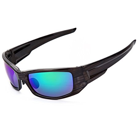 Shieldo Polarized Sports Sunglasses For Men And Women Shooting Running Cycling Fishing, Mirrored Integrated Polarized Lens Unbreakable Frame SDH003