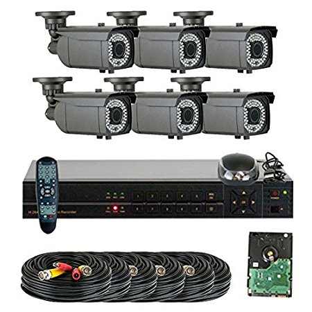 GW Security 8 Channel 960H DVR (6) x 1000TVL 720P Outdoor /Indoor Security Camera System - 2.8~12mm Varifocal Zoom Lens 147 ft IR Long Distance
