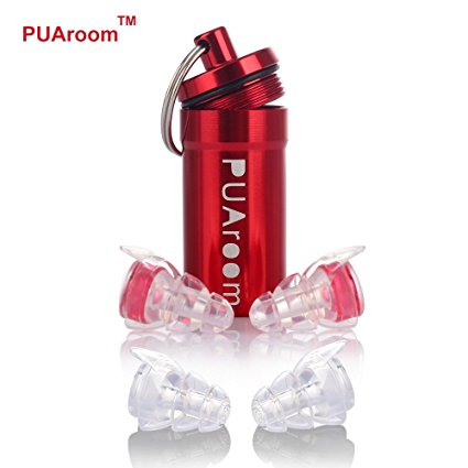 PUAroom high fidelity earplugs with Carrying Case,Noise Cancelling ear plugs for Musicians Snoring Concerts Travel Sport Drummers Home Improvement DJ(Red)