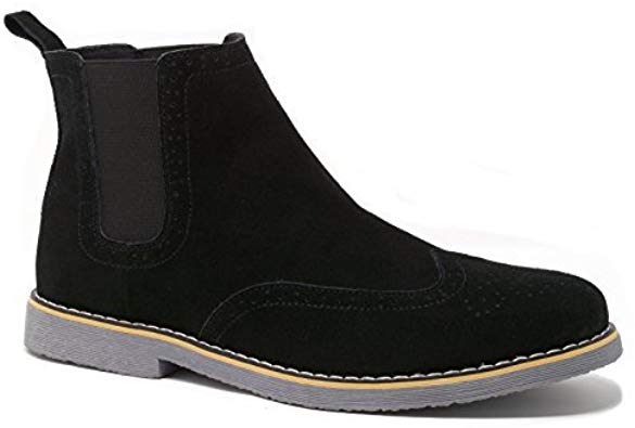 alpine swiss Mens Chelsea Boots Genuine Suede Dress Ankle Boots Wingtip Shoes