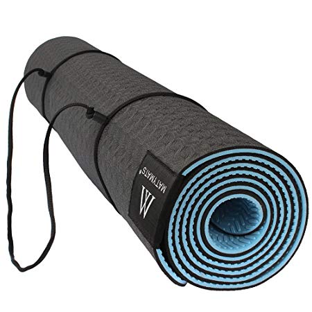 Goture Eco Yoga Mats Thick Non Slip TPE Large Pilates Mat for Home Travel 6MM Non Toxic Mats with Carry Strap