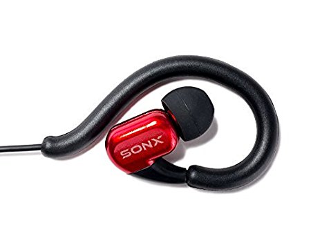 SONXTRONIC XDR-1000 BB Premium Fashion Soft Touch Earhook Earbud Sport Running Headphones with Microphone Bass Boxes Design Red