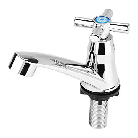 Water Tap Single Cold Faucet Water Nozzle G1/2 Bathroom Basin Kitchen Sink Rest Room Washing Basin Accessories ABS(Cross Handle)