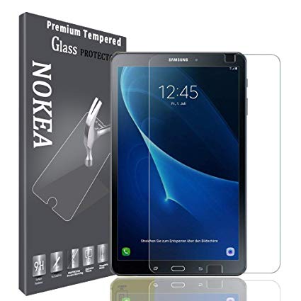 New Samsung Galaxy Tab A 10.1 inch (SM-T580) Screen Protector, NOKEA Tempered Glass [9H Hardness] [High Definition] [Bubble Free] [Scratch Resistant] [Ultra-thin] Screen Protector (1 Pack)
