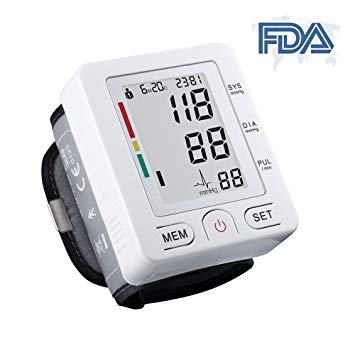 Fam-health Portable Wrist Blood Pressure Monitor FDA Approved with Large Display, Two User Modes, Adjustable Wrist Cuff,IHB Indicator and 90 Memory Recall White