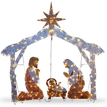 National Tree 72 Inch Crystal Nativity with 250 Clear Mini Lights (DF-250001U)