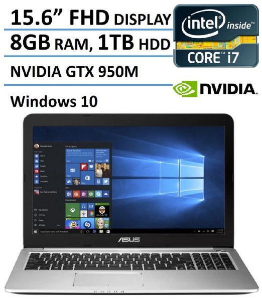 Newest Asus R516UX 15-inch High Performance FHD Gaming Laptop, Intel Core i7-6500U up to 3.1GHz, NVIDIA GeForce GTX 950M, 15.6" Full HD 1920x1080, 8GB RAM, 1TB HDD, Backlit Keyboard, Windows 10