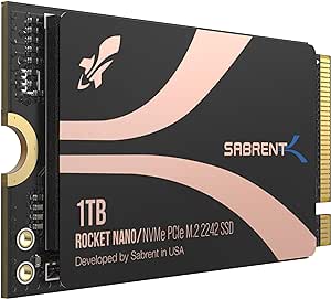 Sabrent Rocket 1 TB 2242 DRAM-Less M.2 PCIe Gen 4 NVMe SSD (SB-2142-1TB)