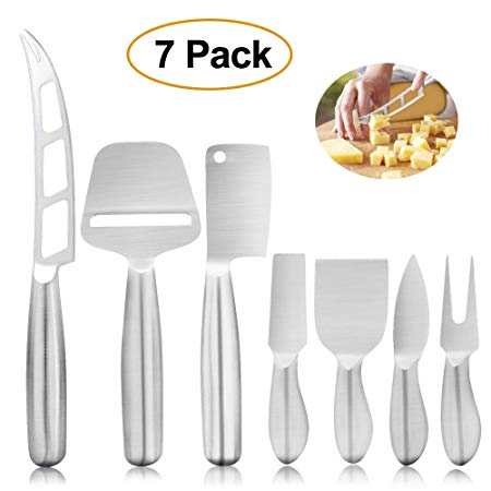 Cheese Knife,Eagmak 7-Piece Cheese Knives Set Cheese Knife Gift Set Stainless Steel Cheese Spreader Cheese Slicers Spreader & Fork Set Multipurpose Cheese Spreader Knives