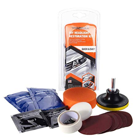 Moonvvin Headlight Restorer Kit Headlight Cleaning Tool to Restore Dull Faded Discoloured Headlights for Car Motorcycle
