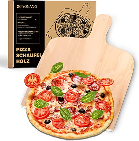 Pizza Peel Wood Pizza Paddle Pelle a Pizza Wood Pizza Peel Pizza Spatula for Baking Homemade Pizza and Bread, Durable Wooden Pizza Peel with Handle to Use as Serving Tray and Cutting Board
