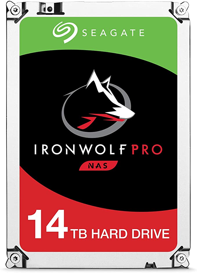 Seagate 14 TB IronWolf Pro 3.5 Inch Internal Hard Drive for 1-24 Bay NAS Systems (7200 RPM, 256 MB Cache, up to 210 MB/s, 300 TB/Year Workload Rate)