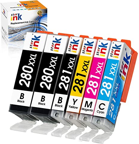Starink Compatible Ink Cartridge Replacement for Canon 280 281 PGI-280XXL CLI-281XXL for Pixma TR7520 TR8620 TR8520 TS6120 TS6220 TS6320 TS9120 TS8220 TS8320 TS9520 TS702 Printer(2 PGBK BK/C/M/Y)