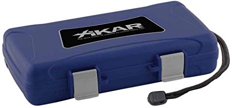 Xikar 5 Cigar Travel Humidor Case, Rugged, Airtight, Watertight, Blue