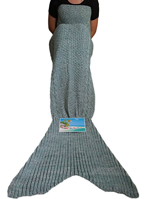 Mermaker ®Beautiful Knitting Mermaid Blanket All Seasons Sleeping Bag for Adult and Kids 71"x35.5"Green