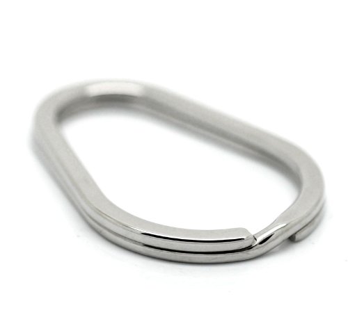 VALYRIA Stainless Steel Oval Split Rings Keyrings Keychains Keys Holder 4cm x 2.8cm(1 5/8"x1 1/8") (3Pcs)