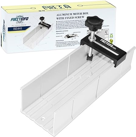 FIRSTINFO Metal Mitre Box Aluminum Mitre Box 2 inch x 3 inch with Fix Screw for Hand Saw 3 Cutting Angles