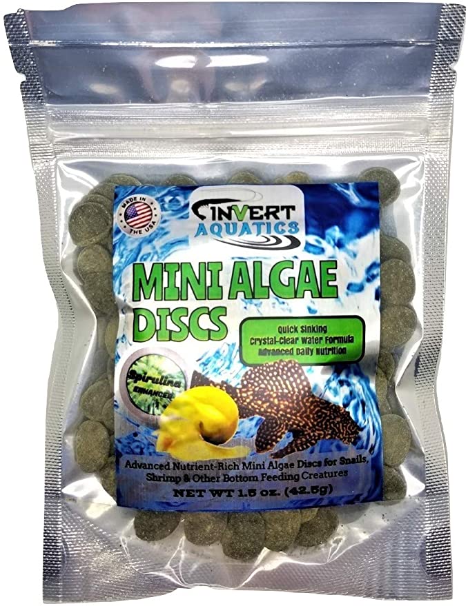 Invert Aquatics Mini Algae Discs - Sinking Diet for Snails, Shrimp & Bottom Feeding Fish