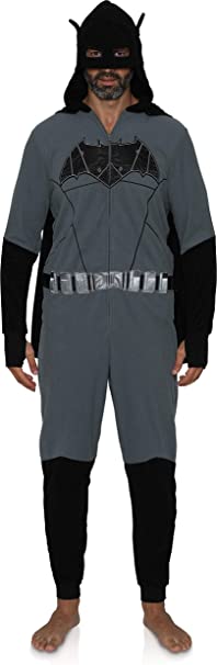 Batman Mens Onesie Union Suit Pajama Costume Black/Grey
