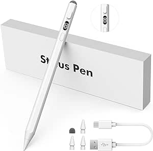 MoKo Stylus Pen for iPad with Power Display, Dual-Tip Apple Pen 30 Mins Fast Charge Apple iPad 10th Gen Pencil Compatible with iPad Pro 12.9/11", iPad Air 6/5/4/3, iPad Mini 6/5, iPad 10/9/8/7/6,White