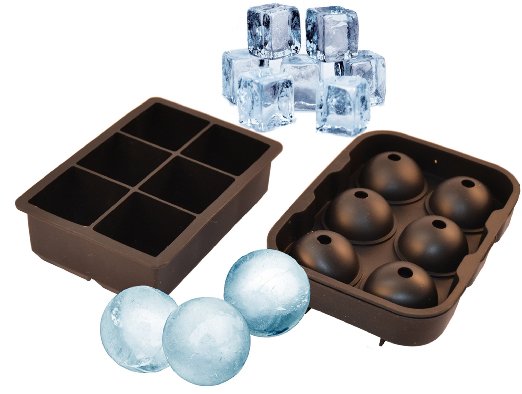 Unicglam Large Ice Cube Tray Combo Silicone Mold Has Ball Ice Cube Mold and Square Ice Tray and This Jumbo Ice sphere Ice Ball maker Mold makes Round Circular ice cubes and 2-Inch Perfect Ice Cubes