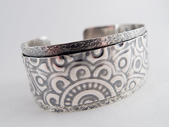 Wide Sterling Silver Hammered Cuff Bracelet