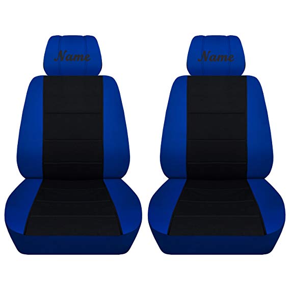 Fits Selected Toyota Rav4 Camry and Corolla Black Insert Seat Covers with Your Choice of Name 18 Color Options (Dark Blue Black, 2014-2018 Corolla)