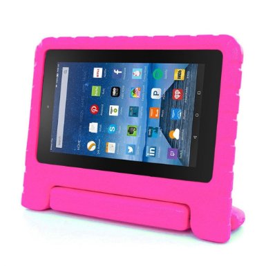 ABCSell Kids Shock Proof EVA Handle Case Cover for Amazon Kindle Fire HD 7 2015 Hot Pink