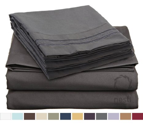 Bed Sheet Bedding Set, 100% Soft Brushed Microfiber with Deep Pocket Fitted Sheet - TWIN XL - CHARCOAL GRAY - 1800 Luxury Bedding Collection, Hypoallergenic & Wrinkle Free Bedroom Linen Set