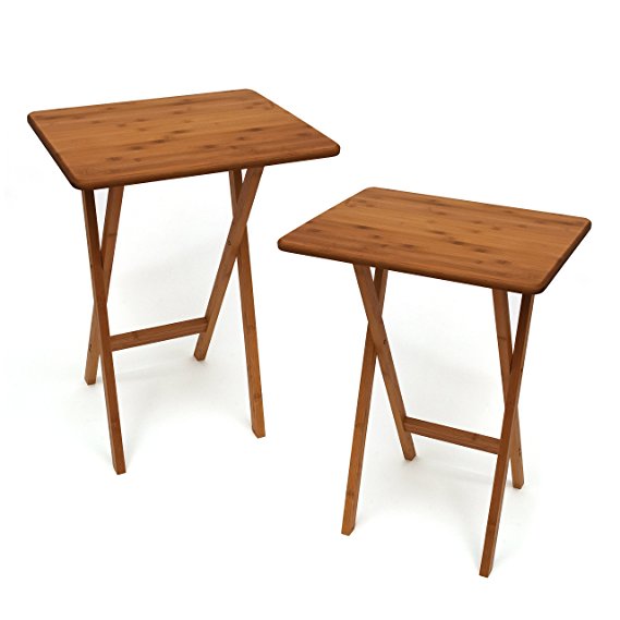 Lipper International 803-2 Bamboo Wood Rectangular Snack Tables, 18.75" x 15" x 24.75", Set of 2 Tables