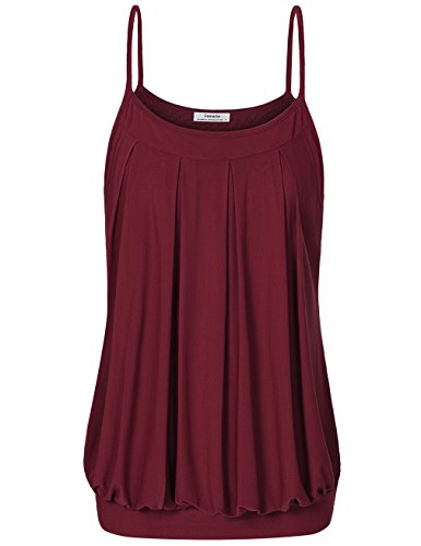 Youtalia Womens Summer Double Layer Pleated Front Spaghetti Strap Camisole Tank