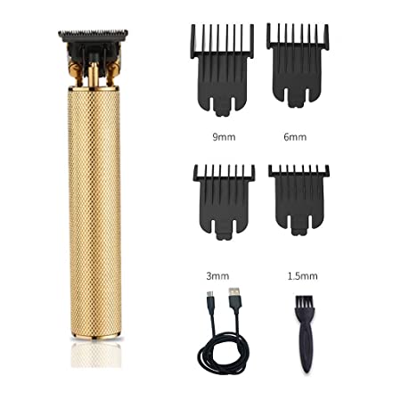 Hair Clippers for Men Beard Trimmers T-Blade Hair Trimmer Barber Hair Cut Grooming Kit Machine Professional Rechargeable Cordless Quiet (Gold)