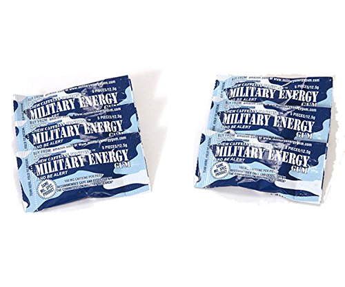 MILITARY ENERGY GUM (MEG) - Arctic Mint - 6 pack - (5pcs/pk) 100mg caffeine/pc - Used in Military Rations - Military Specification Formula