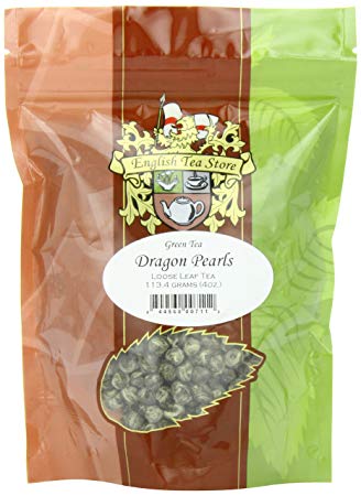 English Tea Store Loose Leaf, Dragon Pearls Green Tea Pouches, 4 Ounce