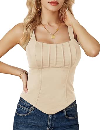 GRACE KARIN Bustier Corset Top for Women Sexy Slim Cami Tank Top Black White Summer Sleeveless Party