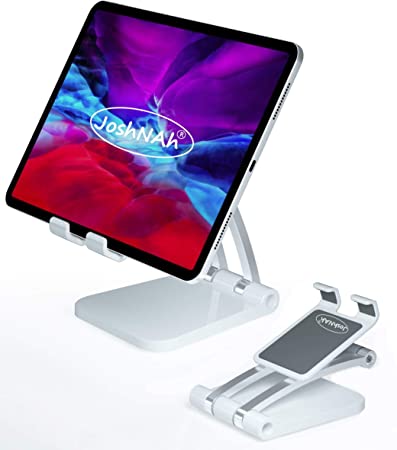 JoshNAh Tablet Stand & Phone Holder - Adjustable & Compatible with iPad 9.7, 10.5,11 Air Mini 4 3 2, Kindle, Nexus, , iPhone, Android, Samsung Galaxy, Nintendo Switch & Most cellphones & Tablets