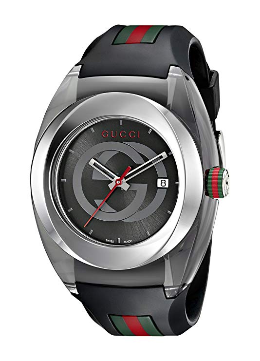 Gucci SYNC XXL Stainless Steel Watch with Black Rubber Bracelet(Model:YA137101)