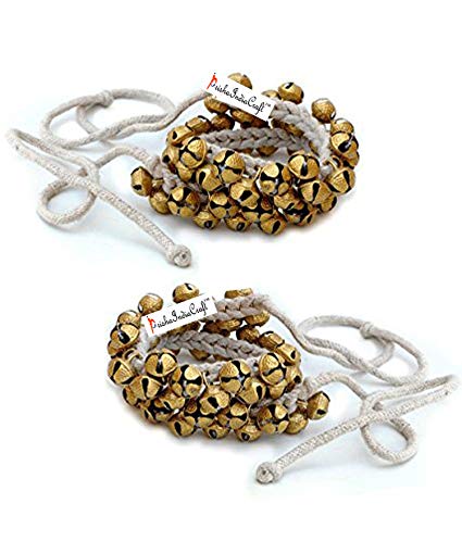 Prisha India Craft ® Kathak Ghungroo Pair, (25 25) (12 No. Ghungroo) Bells Best quality Tied with Cotton Cord Indian Classical Dancers Anklet Musical Instrument
