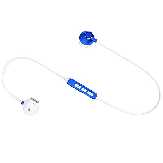 Bluetooth In-Ear Earbuds H2 Noise Cancelling Sweatproof Wireless 4.1 Stereo Bass Headphone for Smartphone Android iPhone Samsung PC (Blue)