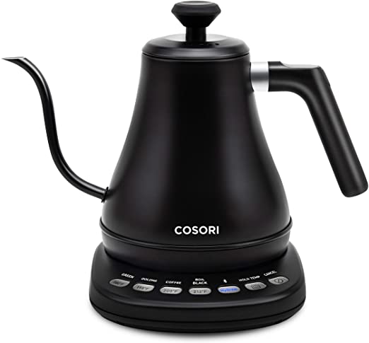 COSORI Electric Gooseneck Bluetooth with Variable Temperature Control Pour Over Coffee Kettle & Tea Kettle, 100% Stainless Steel Inner Lid & Bottom, Quick Heating, 0.8L, Smart Matte Black