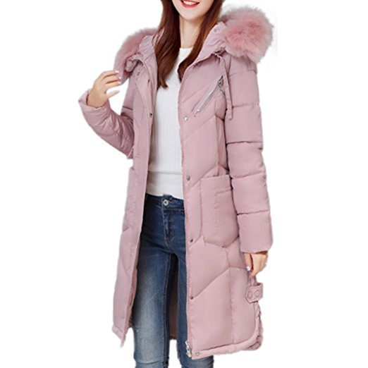 BSGSH Women's Down Coat Winter Warm Long Down Parka Puffer Jacket with Faux Fur Hood